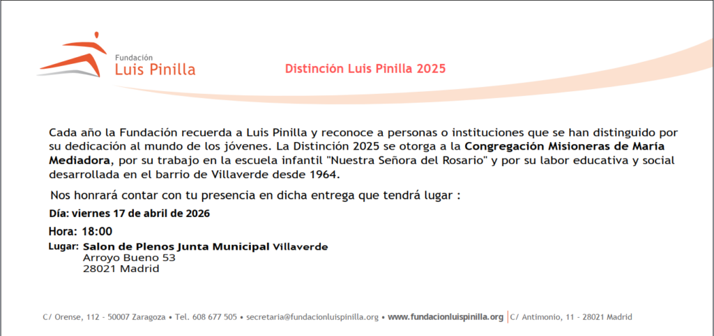 Invitación acto entrega Distinción 2025